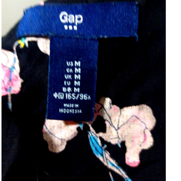 Gap Women Size M Black Pink Watercolor Flower Sleeveless Top With Keyhole Back - Picture 4 of 5